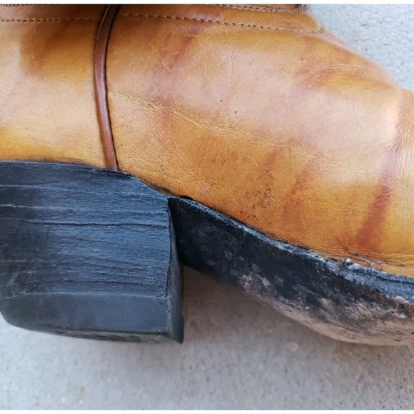 Vintage Tony Lama Black Label Marbled Butterscotch Leather Western Boots 7.5 D. - Picture 7 of 10
